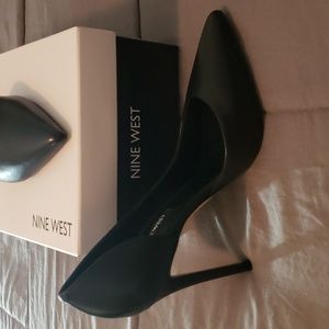 🔥NIB Nine West Black Leather Folowe D'Orsay  Pointy Toe High Heel Pumps Size 5